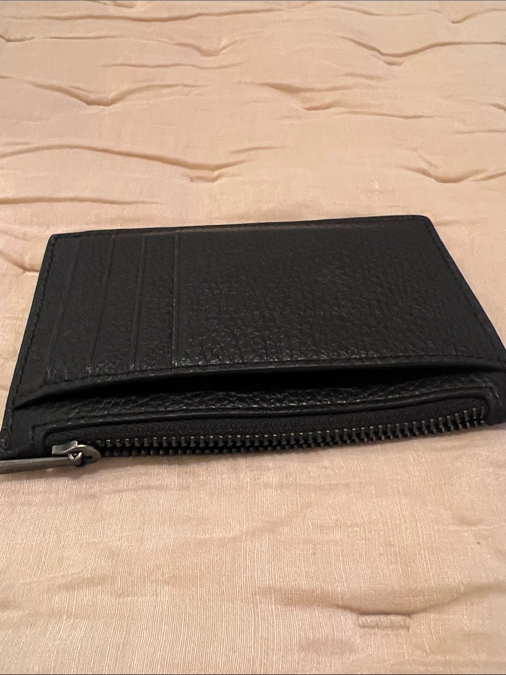 Coach Black Pebbled Leather Zip Card Case Wallet Slim Card Holder - Picture 6 of 8
